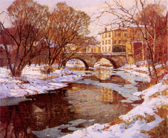 Mulhaupt, Frederick John Choate Bridge, Winter France oil painting art